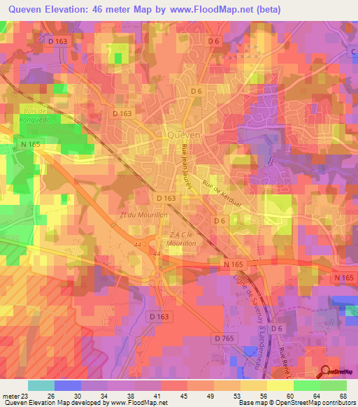 Queven,France Elevation Map