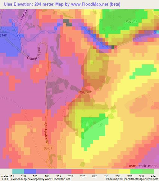Ulas,Turkey Elevation Map