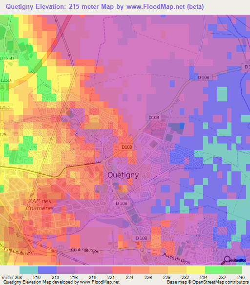 Quetigny,France Elevation Map