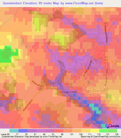 Questembert,France Elevation Map