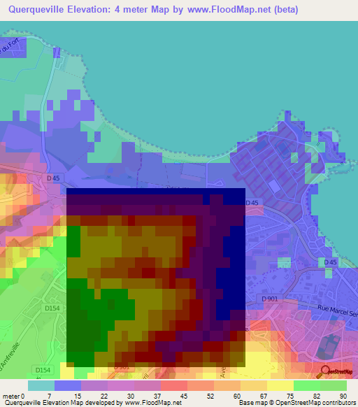 Querqueville,France Elevation Map