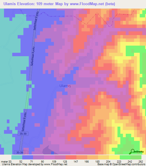 Ulamis,Turkey Elevation Map