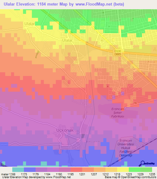 Ulalar,Turkey Elevation Map