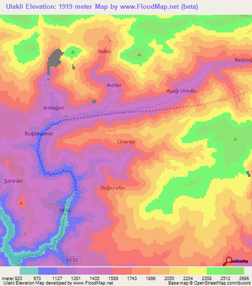 Ulakli,Turkey Elevation Map