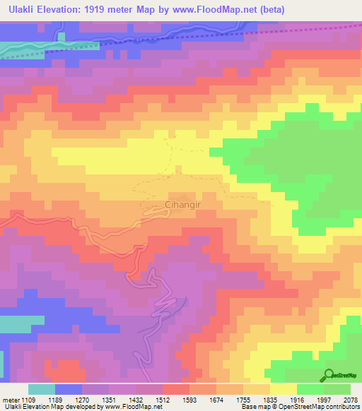 Ulakli,Turkey Elevation Map