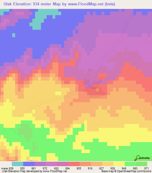 Ulak,Turkey Elevation Map