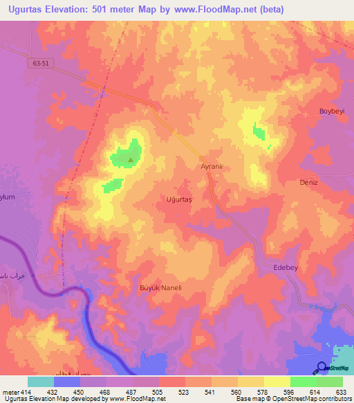 Ugurtas,Turkey Elevation Map