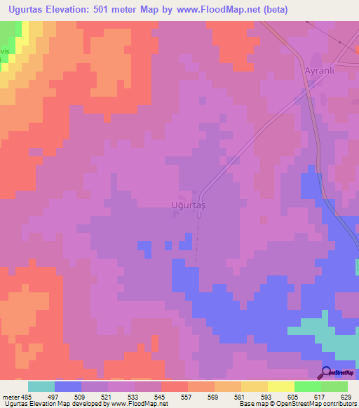 Ugurtas,Turkey Elevation Map