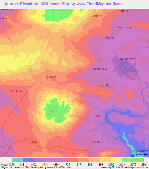 Ugurova,Turkey Elevation Map