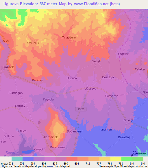 Ugurova,Turkey Elevation Map