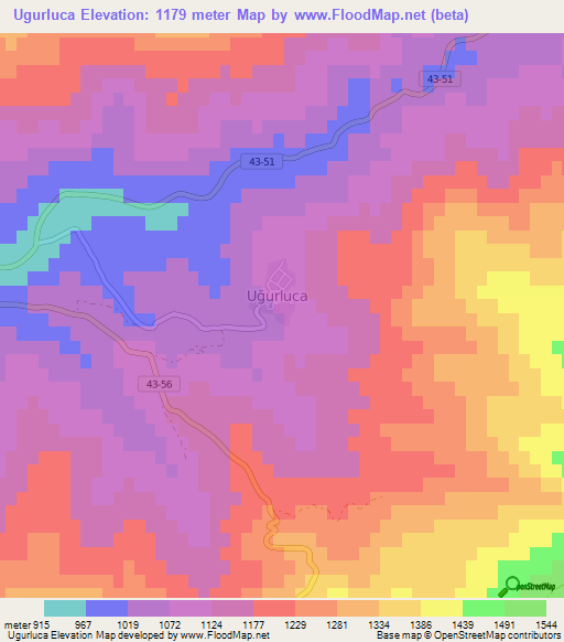 Ugurluca,Turkey Elevation Map