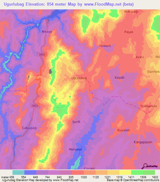 Ugurlubag,Turkey Elevation Map