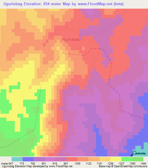 Ugurlubag,Turkey Elevation Map