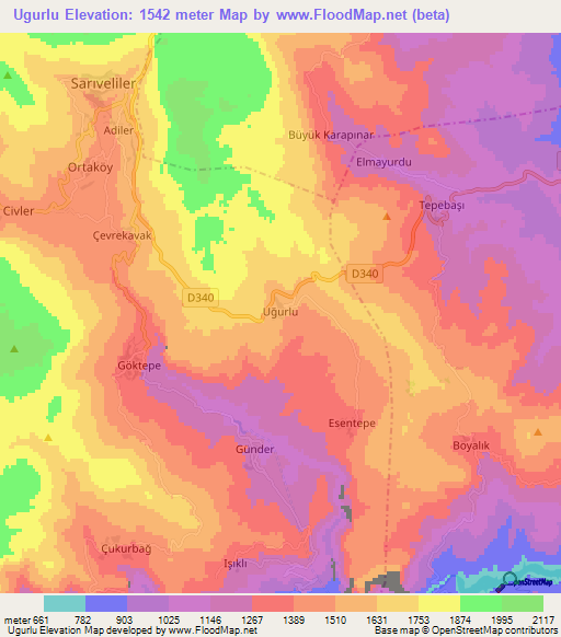 Ugurlu,Turkey Elevation Map