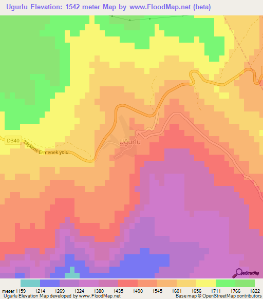 Ugurlu,Turkey Elevation Map