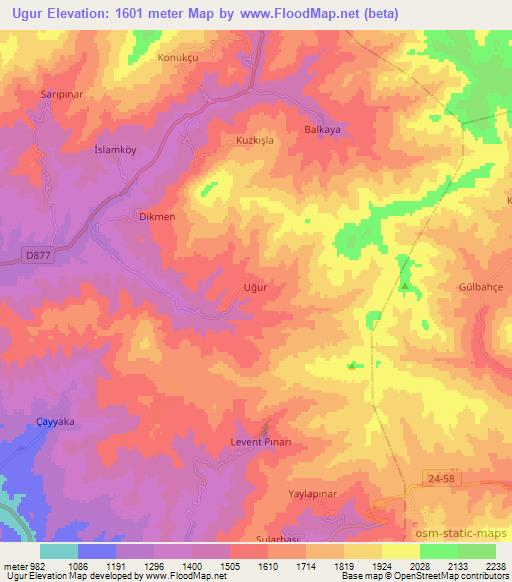 Ugur,Turkey Elevation Map