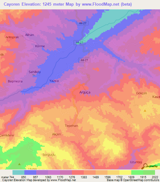 Cayoren,Turkey Elevation Map