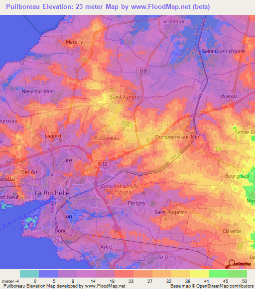 Puilboreau,France Elevation Map