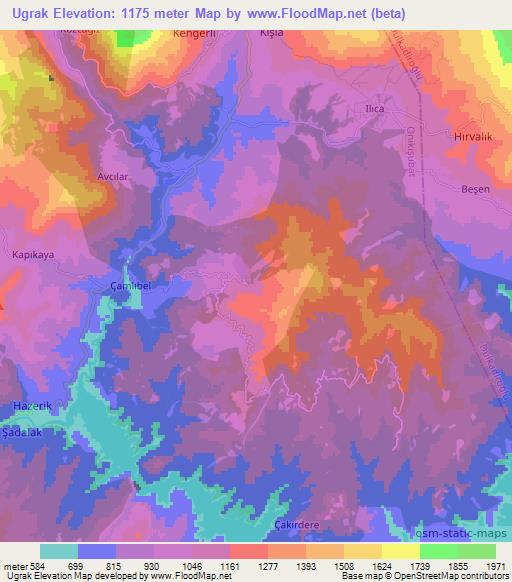 Ugrak,Turkey Elevation Map