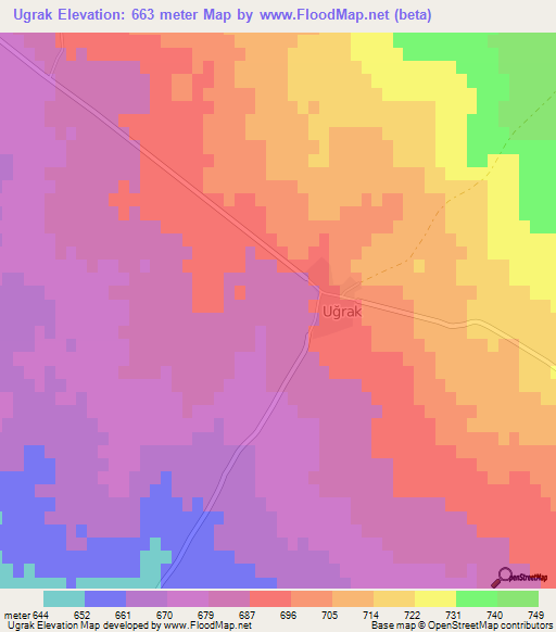 Ugrak,Turkey Elevation Map