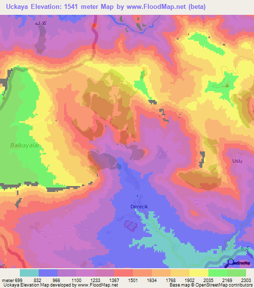 Uckaya,Turkey Elevation Map