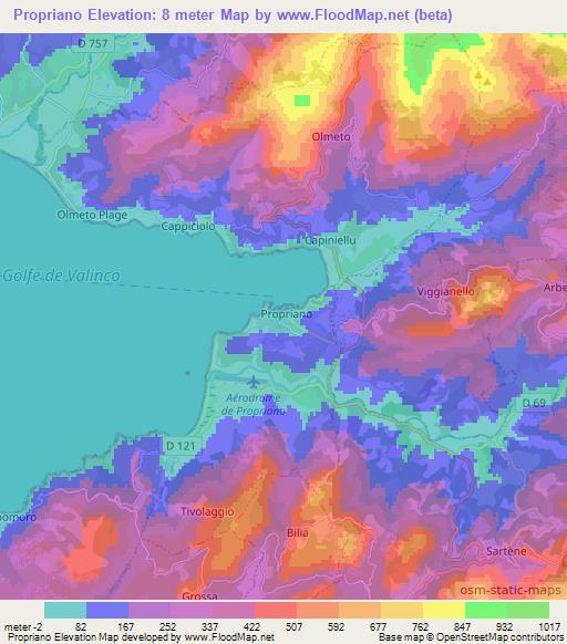 Propriano,France Elevation Map