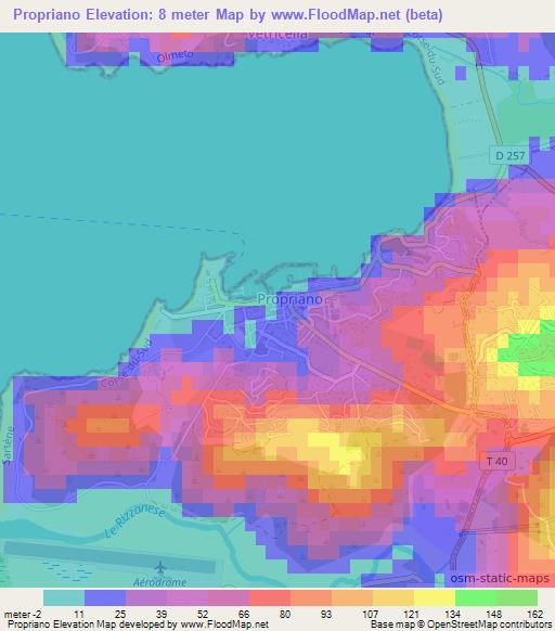 Propriano,France Elevation Map