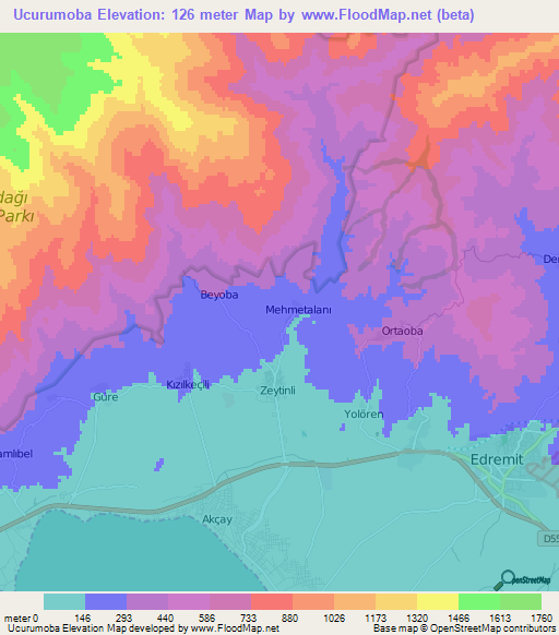 Ucurumoba,Turkey Elevation Map