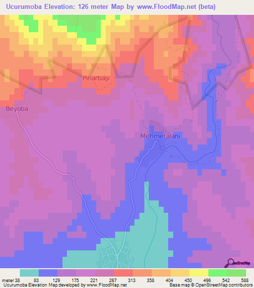 Ucurumoba,Turkey Elevation Map