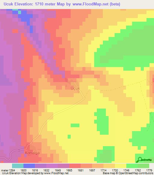 Ucuk,Turkey Elevation Map