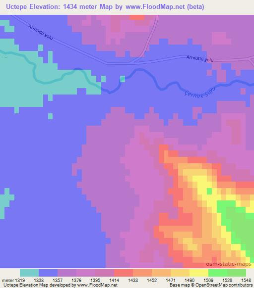 Uctepe,Turkey Elevation Map