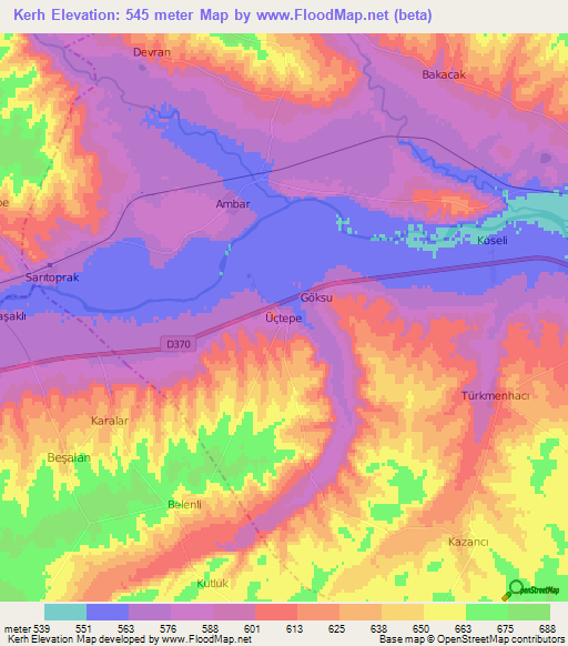 Kerh,Turkey Elevation Map