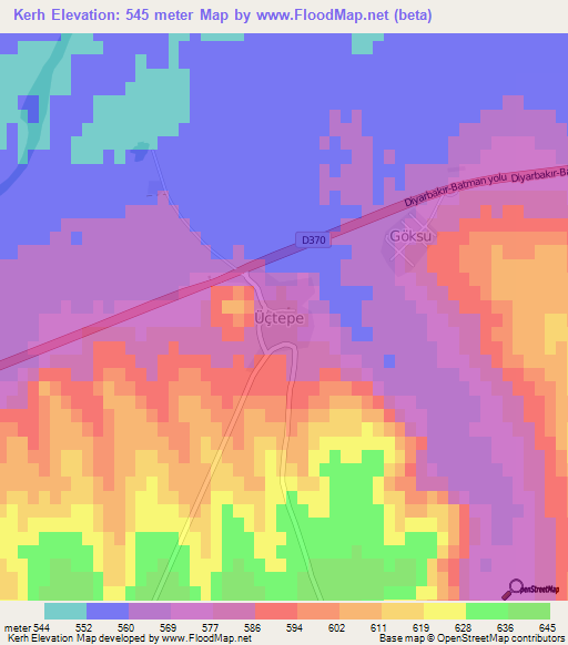 Kerh,Turkey Elevation Map