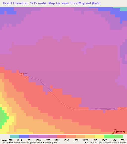 Ucsirt,Turkey Elevation Map