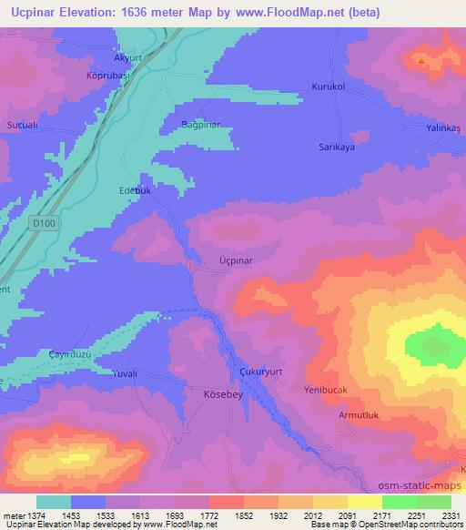 Ucpinar,Turkey Elevation Map