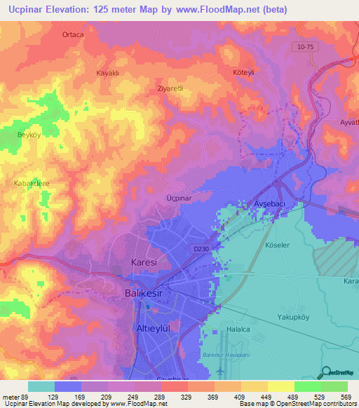 Ucpinar,Turkey Elevation Map