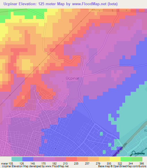 Ucpinar,Turkey Elevation Map