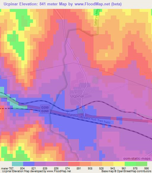 Ucpinar,Turkey Elevation Map