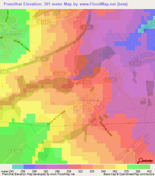 Premilhat,France Elevation Map