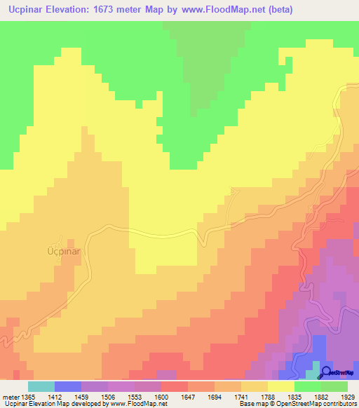 Ucpinar,Turkey Elevation Map