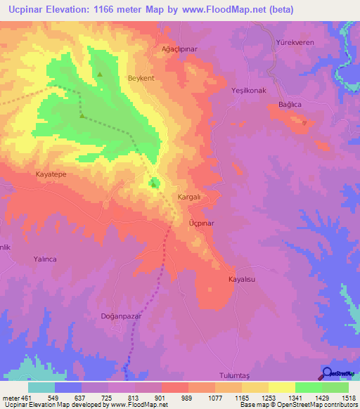 Ucpinar,Turkey Elevation Map