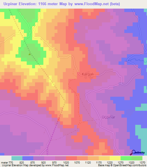 Ucpinar,Turkey Elevation Map