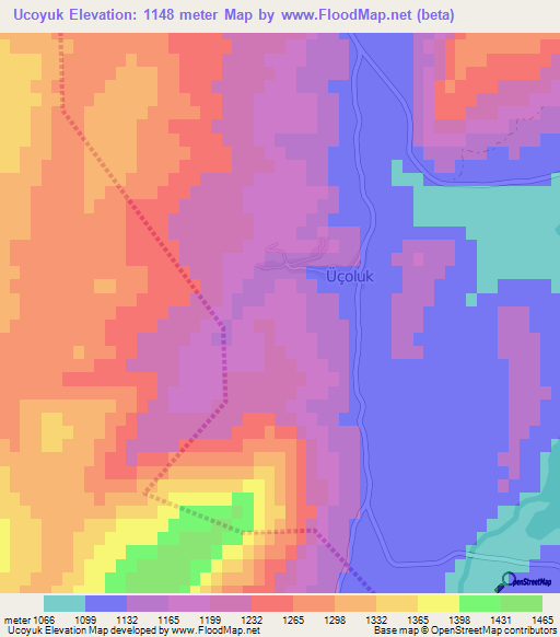 Ucoyuk,Turkey Elevation Map