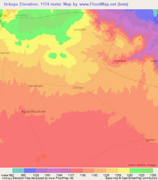 Uckuyu,Turkey Elevation Map