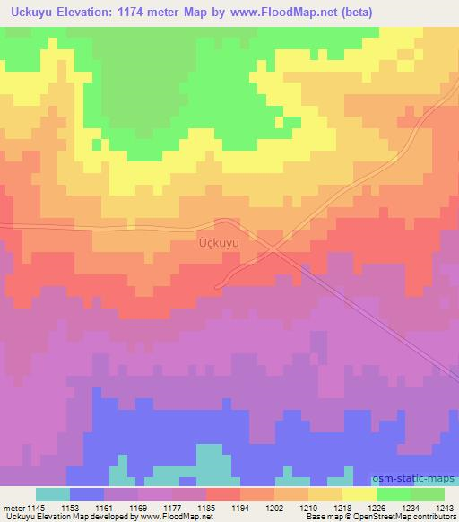 Uckuyu,Turkey Elevation Map