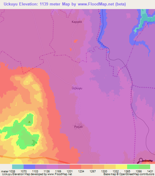 Uckuyu,Turkey Elevation Map