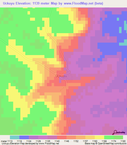 Uckuyu,Turkey Elevation Map