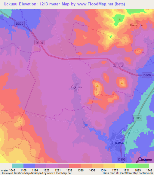 Uckuyu,Turkey Elevation Map