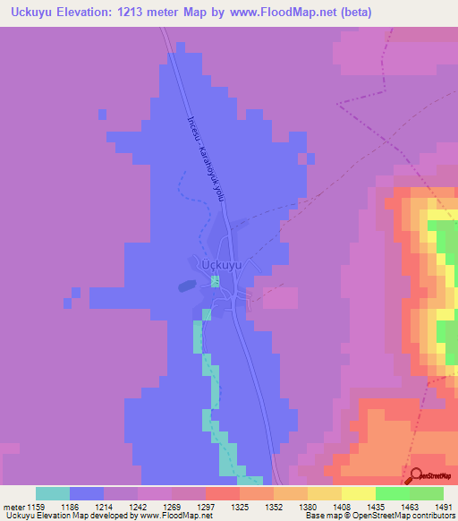 Uckuyu,Turkey Elevation Map