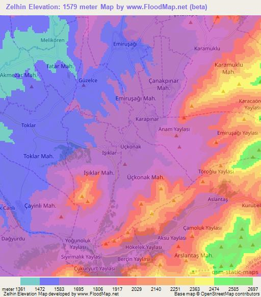 Zelhin,Turkey Elevation Map